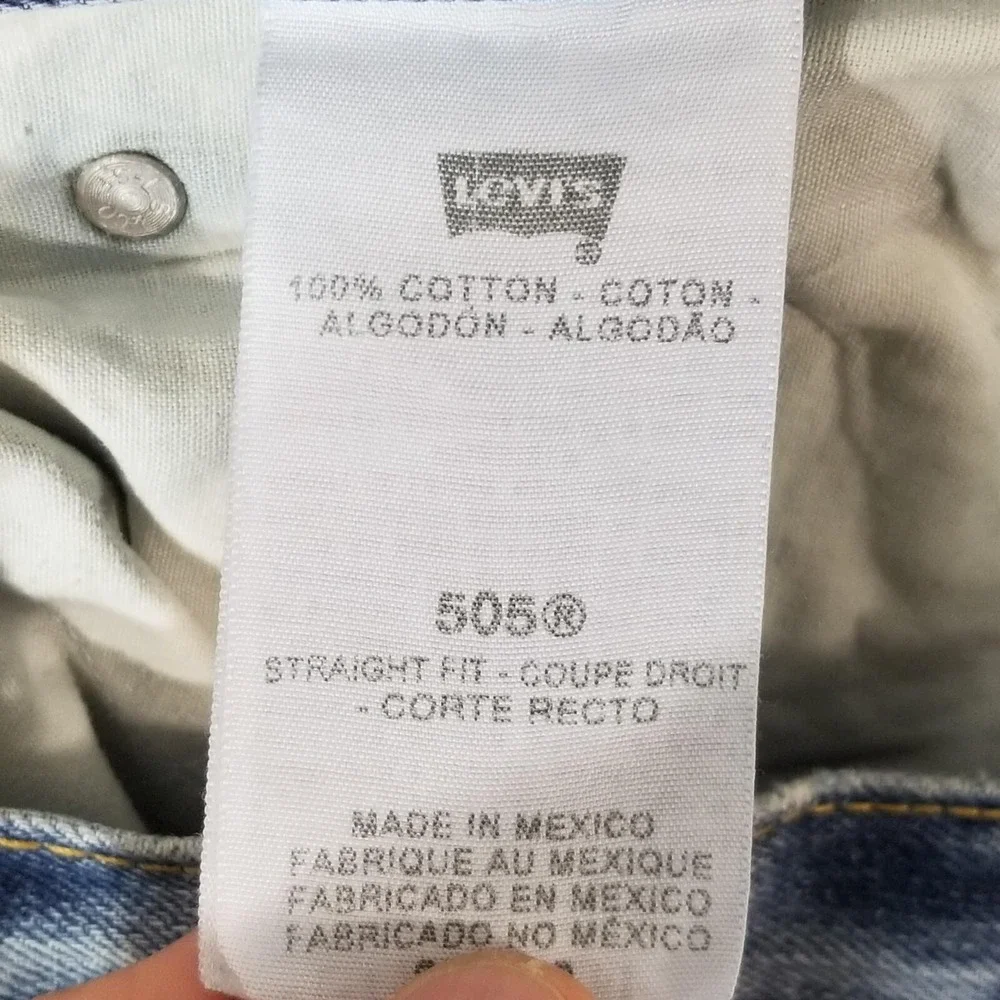 Levi's 505 jeans men's 36 x 29 regular fit straight blue denim pants medium wash